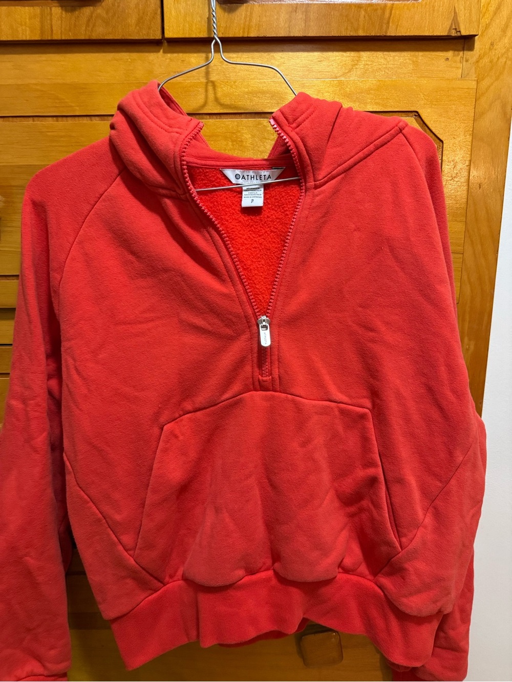 Athleta Red Fleece Half-Zip Hoodie